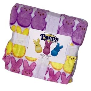 Peeps Plush Throw Blanket - Yellow, Pink, Purple NEW